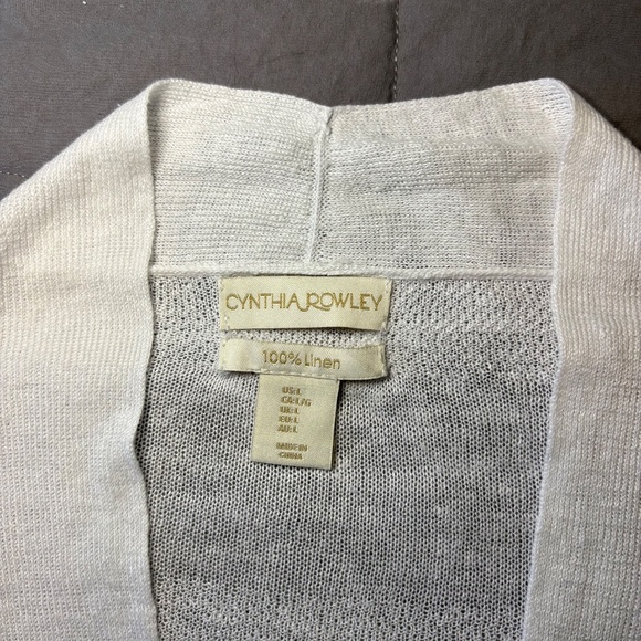 Cynthia Rowley Linen Open Front Cardigan Sweater White - Picture 3 of 8